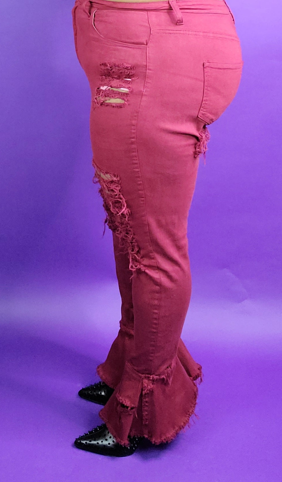 Distressed Olive Flare Jeans