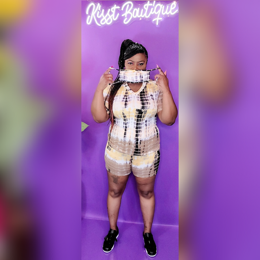 Taupe Tie Dye Set w/Mask