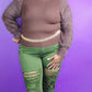Distressed Olive Flare Jeans